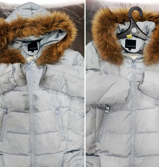 Пуховик после профессиональной химчистки AIRO — чистый как новый